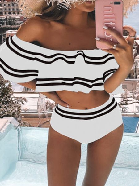 

women's swimwear zafille high waist bikini set women's bathing suits off shoulder bikinis women's swimsuit push up swimwear r, White;black