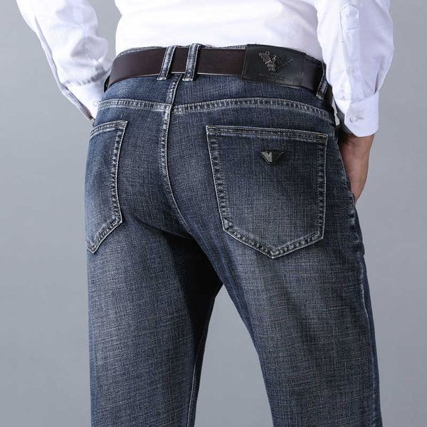 

jeans men's aj autumn and winter busin casual loose versatile pants thick, Blue