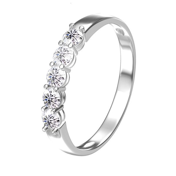 

with side stones aeaw 14k white gold 0.1ct 3mm total 0.5ctw df round cut engagement wedding lab grown diamond band ring for women 230325, Silver