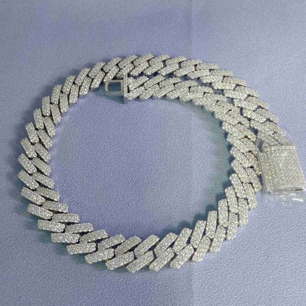 

handmade miami cuban chain necklace 925 sterling silver gold plated moissanite link