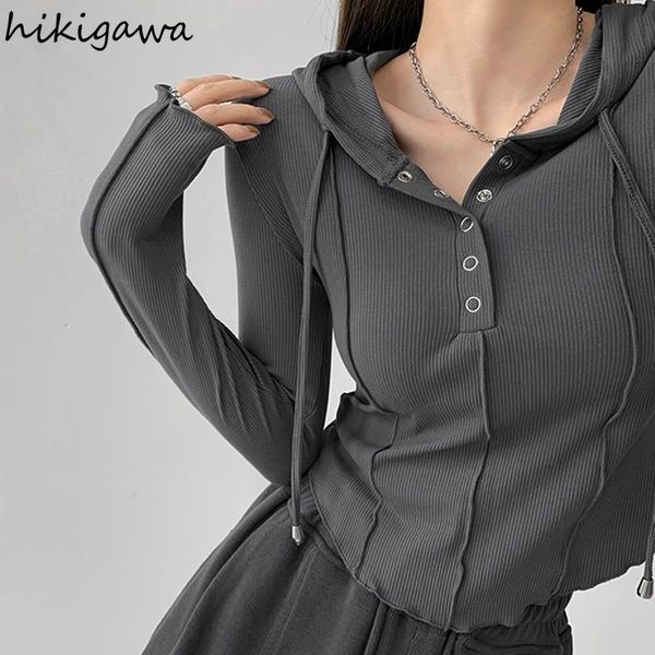 

womens tshirt crop fashion tshirts for women hooded sweatshirt long sleeve tees y2k clothes korean casual woman tshirts ropa mujer 230327, White
