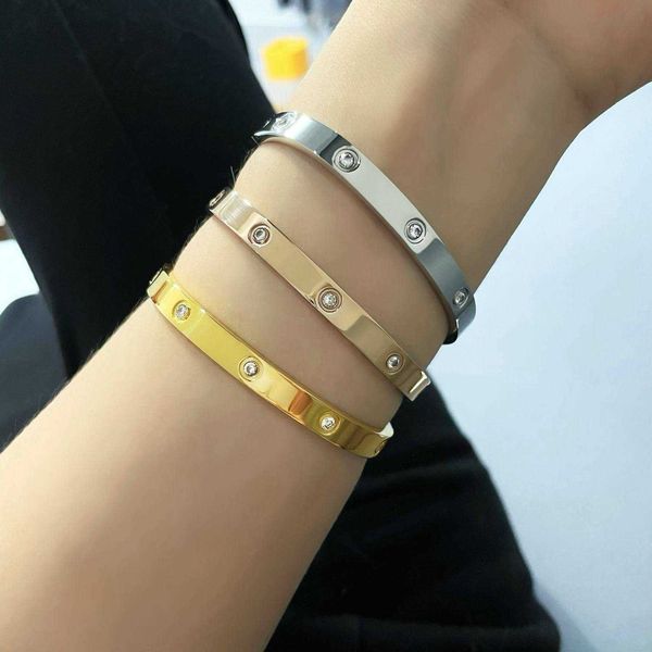 

designer jewelry love bracelet non fading titanium steel niche ins new diamond zircon clasp couple for men and women 2023, Black