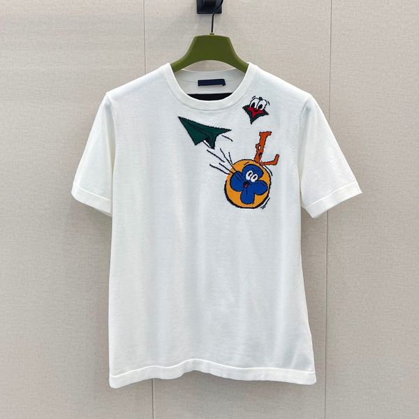 

2023 new men's t-shirts designer summer paper aircraft letter crew neck printed breather flip effect label aircraft letter short sleeve, White;black
