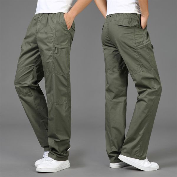 

men's pants autumn fashion men pants casual cotton long pants straight joggers homme big size 5xl comfortable loose trousers for men 23, Black
