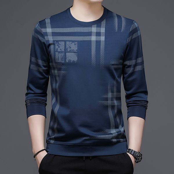 

men's t-shirts browon mens clothes autumn long sleeve tshirts men t shirt anti-wrinkle o-neck pullovers polyester t-shirt men 230327, White;black