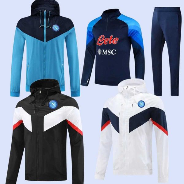 

2022 2023 soccer jackets ssc napoli tracksuits napule hoodies set training suits windbreaker sweater naples kvaratskhelia men windcheater jo, Black