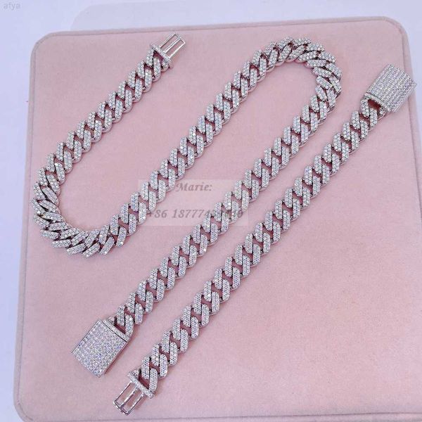 

12.5mm width necklace for men moissanite cuban link chain factory price 10k gold, Silver