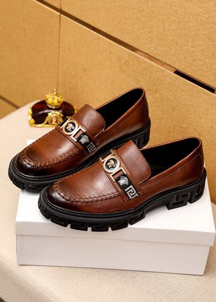 

2023 new men party wedding dress shoes fashion gentlemen genuine leather business driving shoes mens brand handmade loafers size 38-45, Black