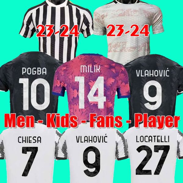 

fans player version soccer jerseys home juvent di maria vlahovic kean pogba chiesa mckennie locatelli jerseys 22 23 juve kits men kids unifo, Black;yellow