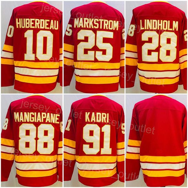 

men reverse retro hockey 10 jonathan huberdeau jersey blank 88 andrew mangiapane 91 nazem kadri 25 jacob markstrom 28 elias lindholm all sti, Black;red