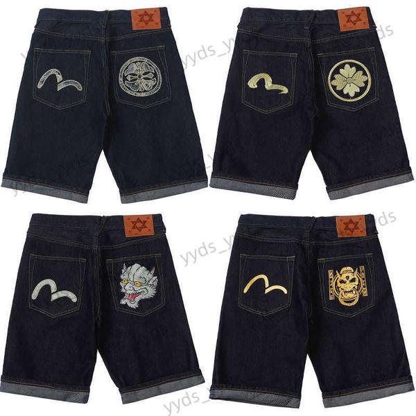 

women's shorts shorts men's embroidery worn down small m denim capris summer print casual loose straight leg pants t230327, White;black