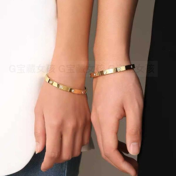 

designer jewelry love bracelet titanium steel simple and generous light luxurious high-end fashionable diamond inlaid shiny oval lovers&#039, Black