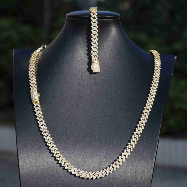 

custom 8mm 9mm 10mm 13mm 15mm width 1 row vvs moissanite cuban link chain necklace trendy gold men, Silver