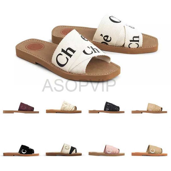 

designer shoes 2022 slippers designer women woody flat mules sandals slides sail canvas white black women outdoor beach slipper shoes sandal