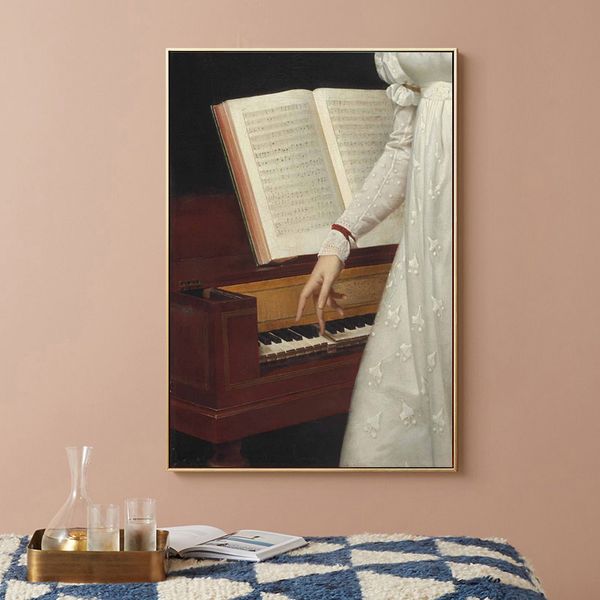 

Music scores on the piano, classical decorative paintings, studio murals, piano room, art paintings, hanging paintings, light luxury paintings