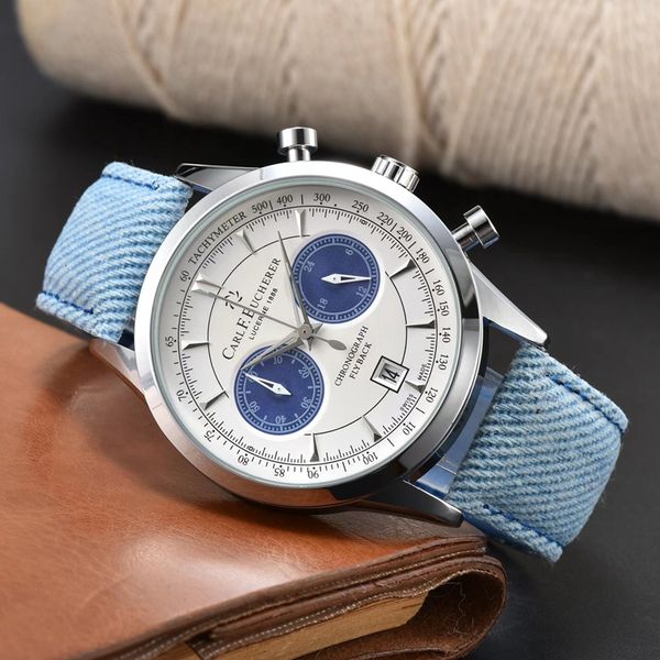 

2023 men luxury watches five stitches series all dials work mens quartz watch 1888 luxury brand clock fashion round shape carlf fly back, Slivery;golden