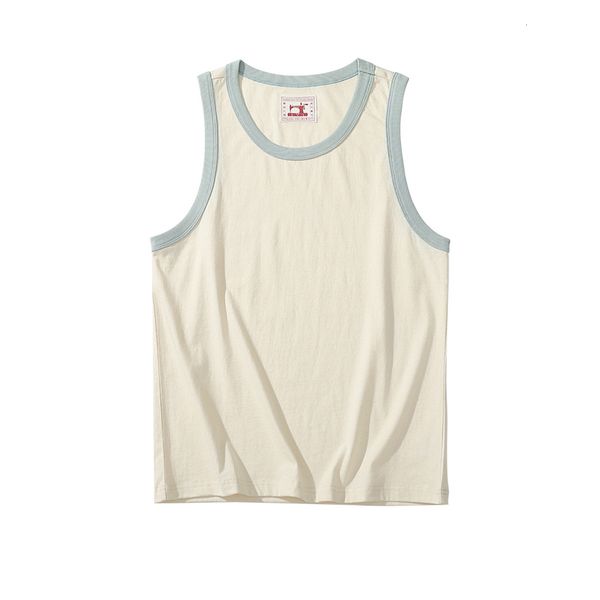 

mens tank akkad kuti retro casual men cotton stitching color loose male oneck sleeveless oversize vest summer 230327, White;black