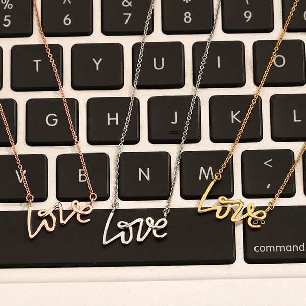 

gold silver diamond luxury love letter designer pendant necklaces classic necklace for men women girls mother wedding party jewerlry accesso