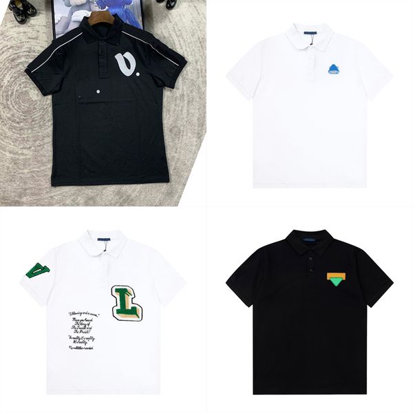 

designer men's polos t-shirts summer embroidery 100% cotton casual t shirts for men business tee polos s-xxl, White;black