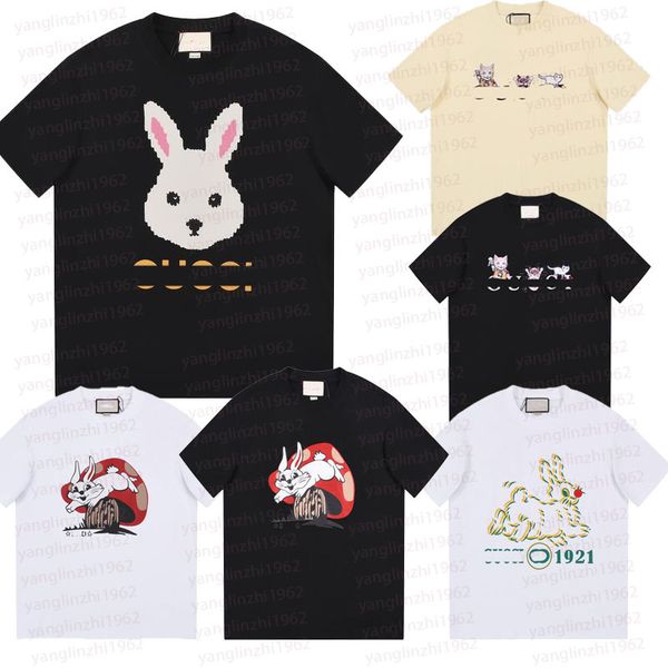 

2023 men's t-shirts brands luxury designer cat printed logo tshirt classic fashion men gray short sleeve cotton t-shirt--858/77, White;black