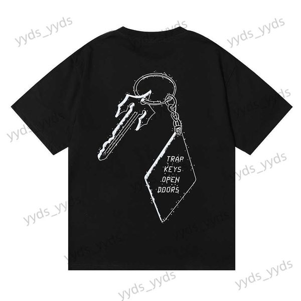 

men's t-shirts spring/summer new street simple tee loose oversize basic key print short sleeve t-shirt men t230404, White;black