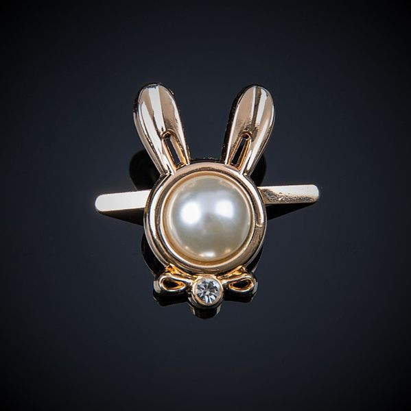 

fashion zinc alloy pearl rabbit head shoe accessories cartoon buckle shoe flower varietyboys girls letter shoe flower ornamental b403, Slivery;white