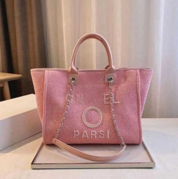 

women's classics luxury handbags beach bags ch brand designer fashion pearl canvas women packs chains evening bag small mini handbag la