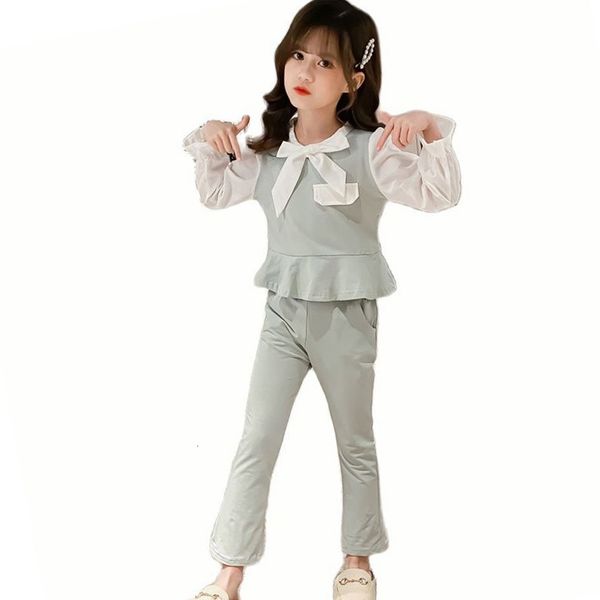 

clothing sets girls clothes vest blouse pants solid color girl casual style children's 230327, White