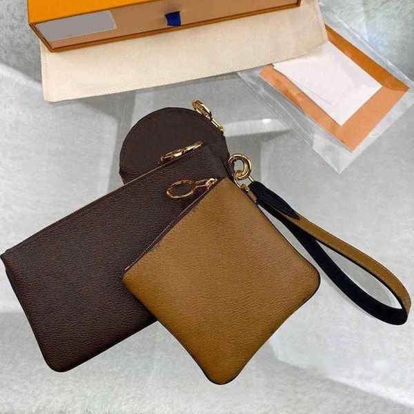 

designer 3 pieces set clutch bags handbag fashion key bag coin bag keychain leather wallets for short wallet card holders women purses class