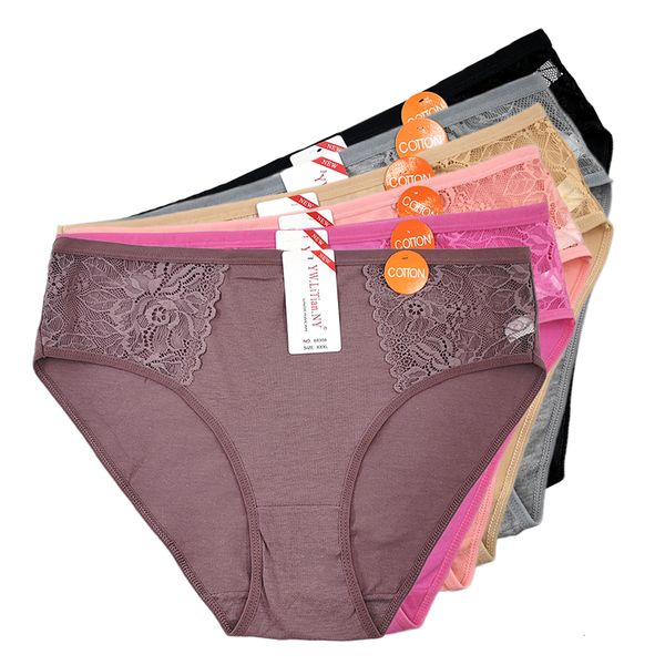 

women's panties cotton plus size high-waist women panties lace 2xl-4xl briefs lager underwear ladies big size underpants 230327, Black;pink