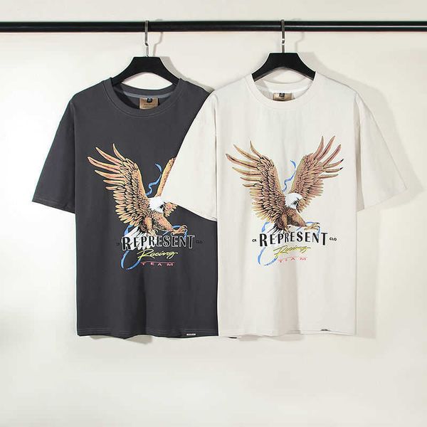 

creepresentclo eagle heavyweight european high street loose fog short sleeve t-shirt men's and women's summer ins fashion brand, White;black