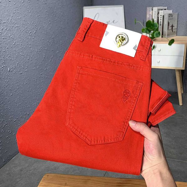 

autumn high end men's jeans (korean version) small feet slim fit cotton elastic laofoye pants (male), Blue