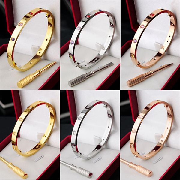 

love bangles women men titanium bracelets gold silver rose nail bracelet jewelry with steel screw screwdriver with packing171d, Black
