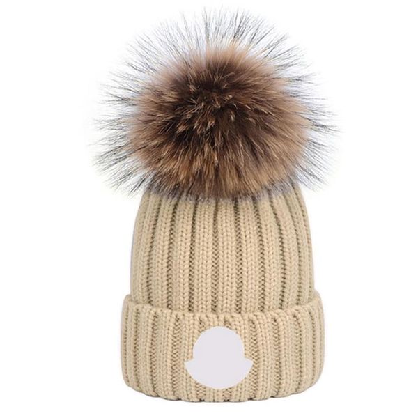 

brand crochet knitted hat classic designer men women skiing caps ladies wide brim hats warm luxury solid mens fur cap311r, Blue;gray