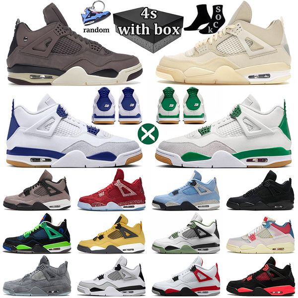 

big size us 13 j4 basketball shoes jumpman 4 men trainers retro offs pine green dark blue 4s white oreo military black cat seafoam women spo