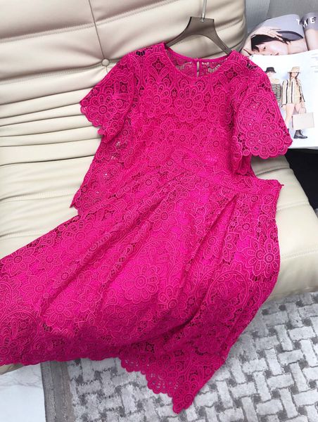 

two piece dress european luxury designer designs 23 year premium custom round neck cutout lace set, White