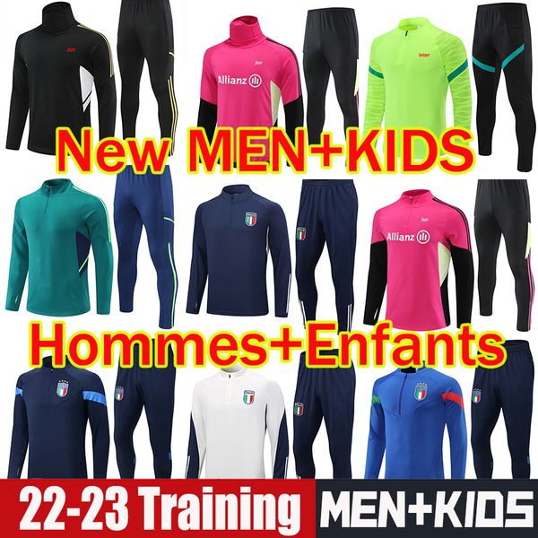 

2023 italy soccer tracksuits maglie da calcio chiesa totti verratti lorenzo training suit italia survetement 21 23 24 football shirt men set, Black