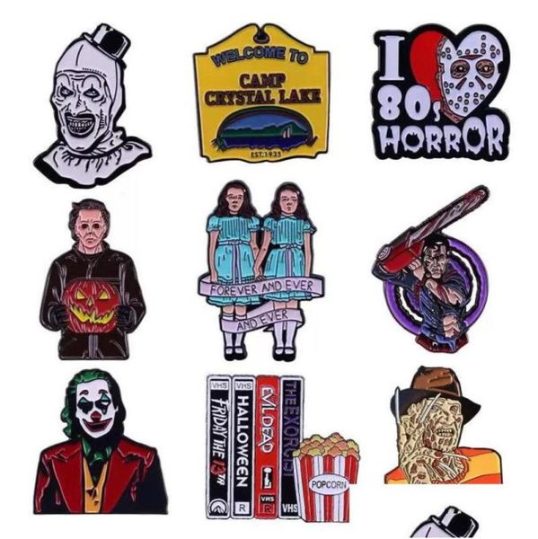 

pins brooches halloween horror movie figure enamel pin brooch badge lapel backpack collar hat women men jewelry gifts drop deliver9573993, Gray