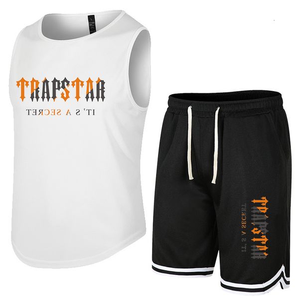 

men's tracksuits summer 2 piece sets sleeveless vest tracksuit mens breathable tank shorts quick dry sports running basketball clothes, Gray