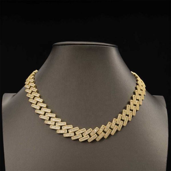 

factory price bling iced out mens jewelry bracelet necklace baguette hip hop 925 silver moissanite cuban link chain