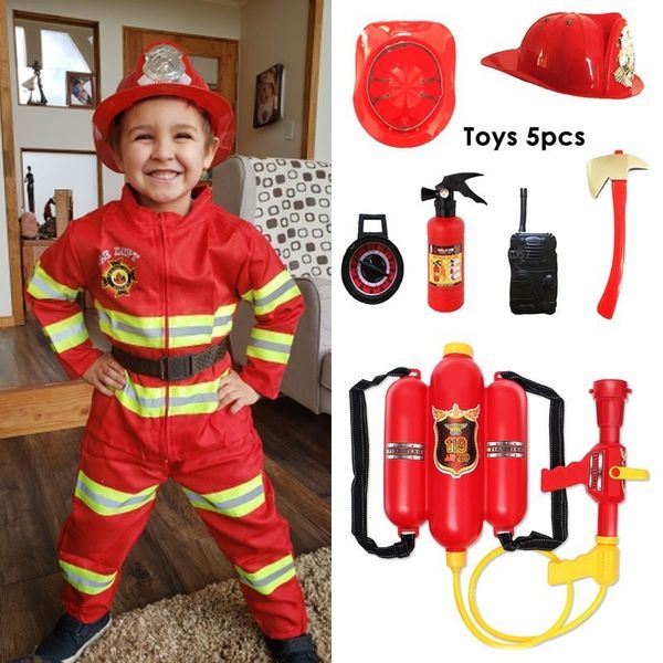 

cosplay halloween firefighter cosplay costume for kids boys girls carnival party sam fireman uniform carnival toys outfits work clothing 230, Blue