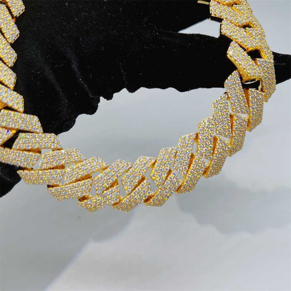 

hip hop jewelry 20mm width icedout luxury custom moissanite pass diamond tester cuban link chain, Silver