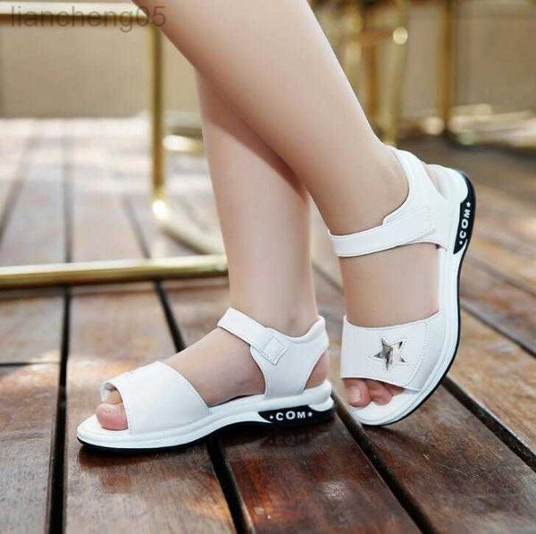 

sandals little girls shose summer kids sandals 2021 fashion flowers flat sandals for children princess shoes w0327, Black;red