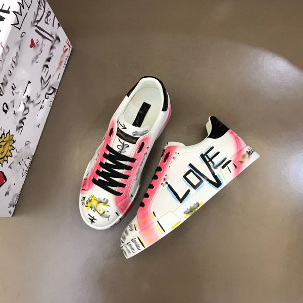 

luxury designer graffiti casual shoes sneakers sneakers low-cut flat-bottomed graffiti printed white coach shoes sneakers., Black
