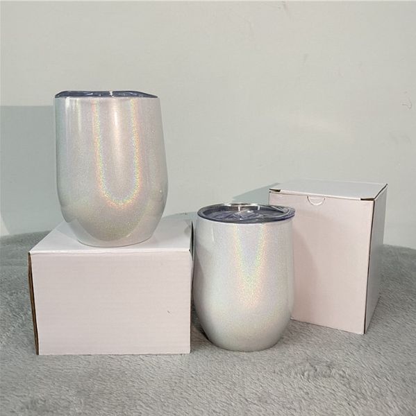 

stainless steel coffee mugs sublimation 12oz glitter egg cups 360ml wine tumblers with seal lids heat transfer double wall insulated water c