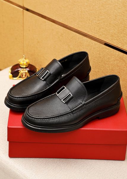 

2023 mens dress shoes business genuine leather party wedding flats men brand office party formal shoes handmade casual loafers size 38-45, Black