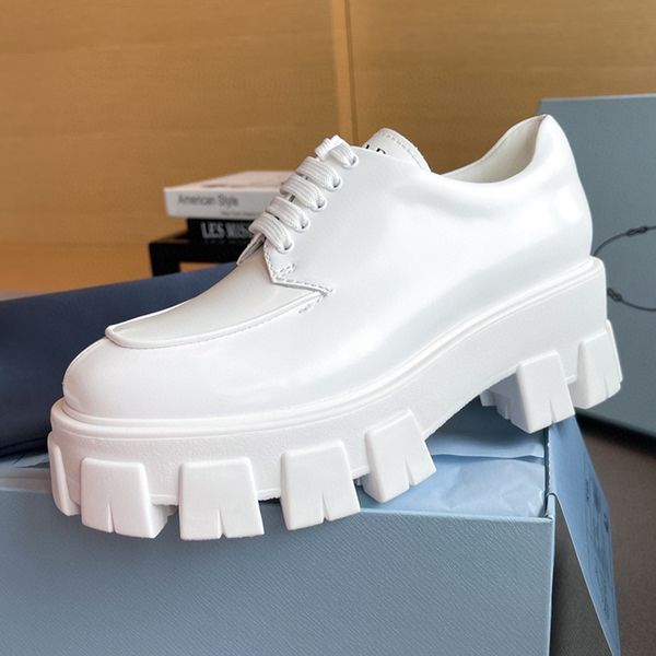 

luxury womens shoe designer p lace up thick sole small leather shoes casual heightened white loafer shoes gear matsuke womens english style