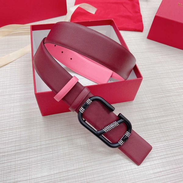 

high-quality women leather belt fashion vintage letter v smooth buckle men denim belts r casual belt width 4.0cm with red box, Black;brown