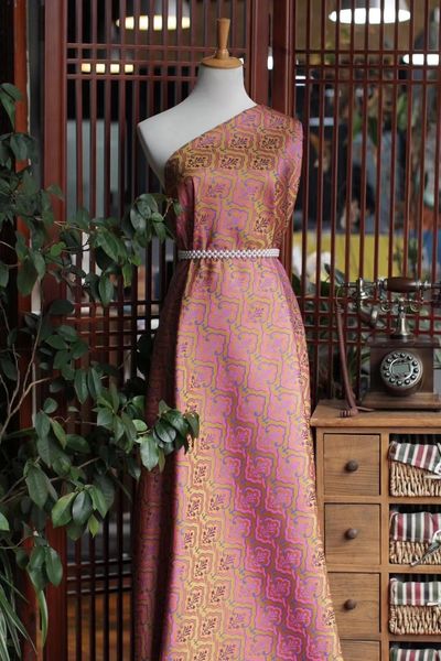 

flower pattern song brocade intangible culture heritage chinese clothing fabric cheongsam dress silk, Black;white