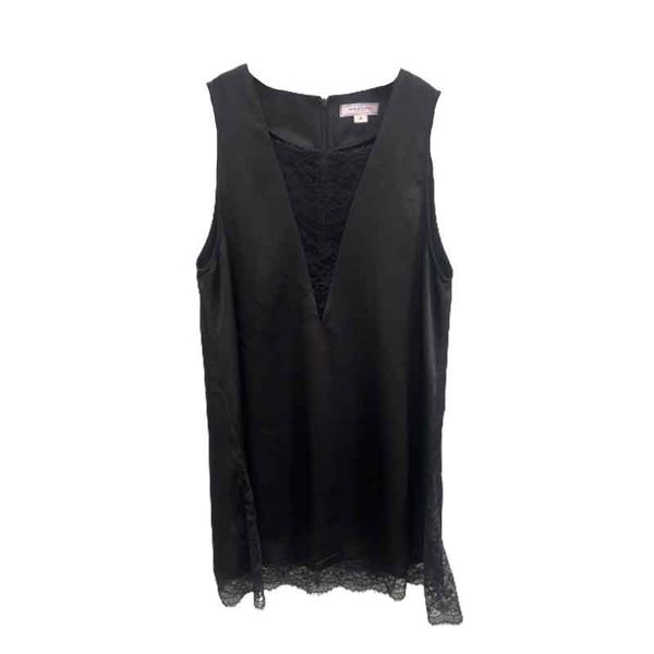 

apparel women's clothing dresses lace underlay shirt 2023 spring/summer new fashion v-neck lace patch sleeveless dress, Black;gray